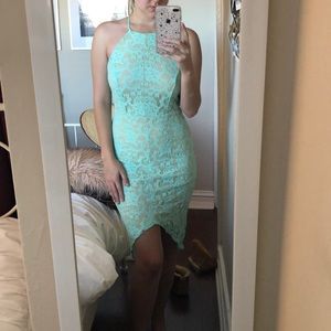 Tiffany Blue Lace High Low Dress